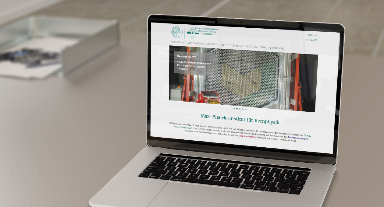 Ansicht Website Max-Planck-Institut für Kernphysik Heidelberg.