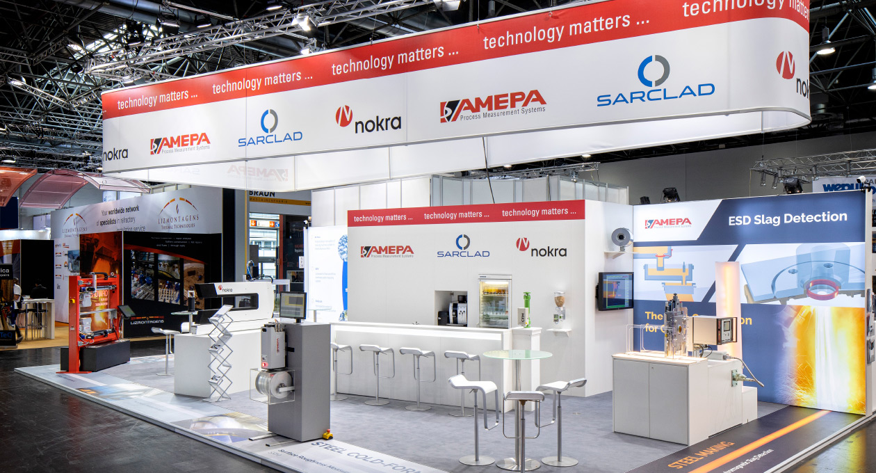 Messestand/Konzeptstand von AMEPA bei METEC 2019 in Düsseldorf.