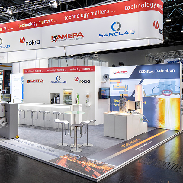 Messestand/Konzeptstand von AMEPA bei METEC 2019 in Düsseldorf.