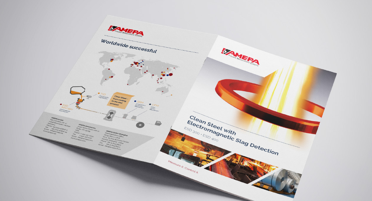 Ansicht der Broschüre: Clean Steel with Electromagnetic Slag Detection.
