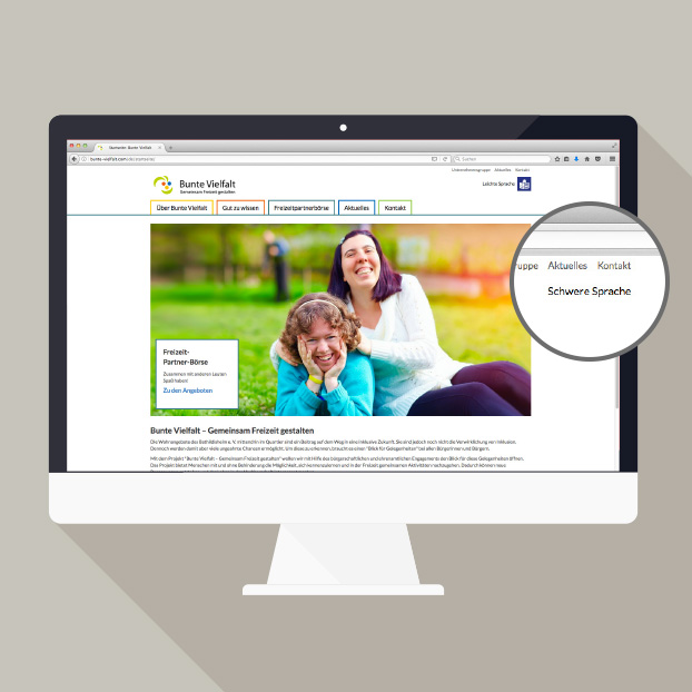 Webdesign Bathildesheim mit Zoom auf Schwere Sprache.