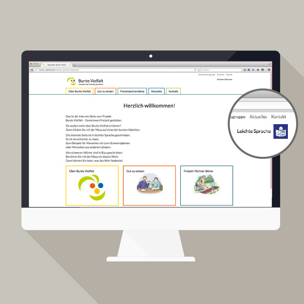 Webdesign Bathildesheim mit Zoom auf Leichte Sprache.