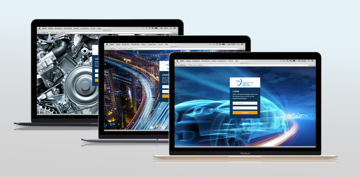 Unterschiedliche Ansichten der Website car e.V.