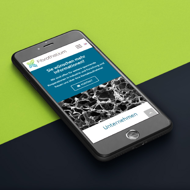 Ansicht der Website von Fibrothelium auf einem Smartphone.