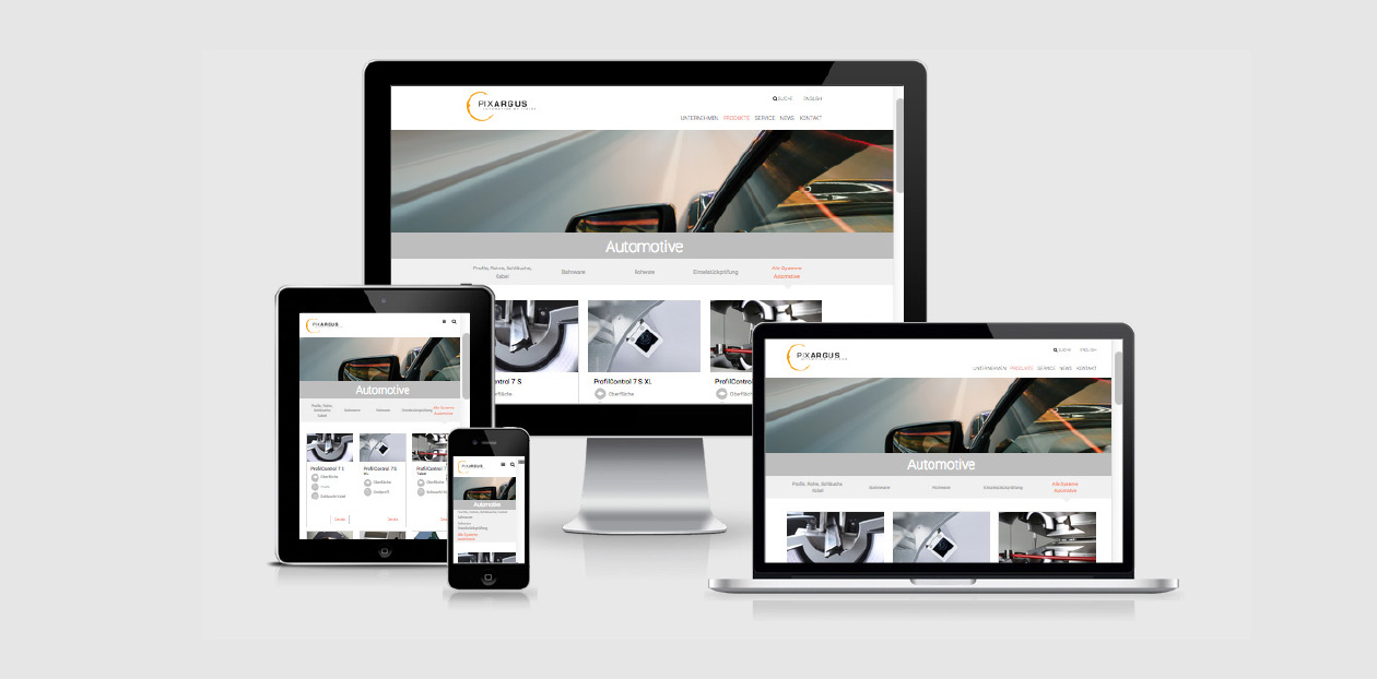 Website von Pixargus auf unterschiedlichen Endgeräten.