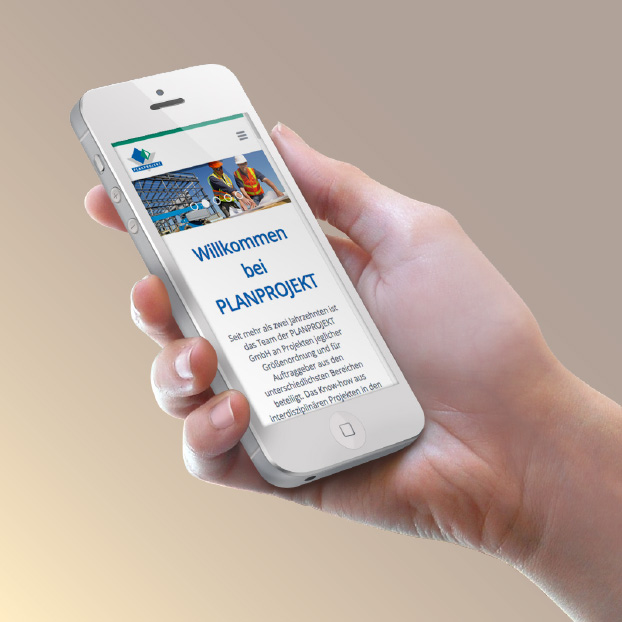 Webdesign Planprojekt auf dem Smartphone
