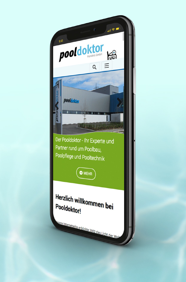 Pooldoktor Webdesign auf dem Smartphone.