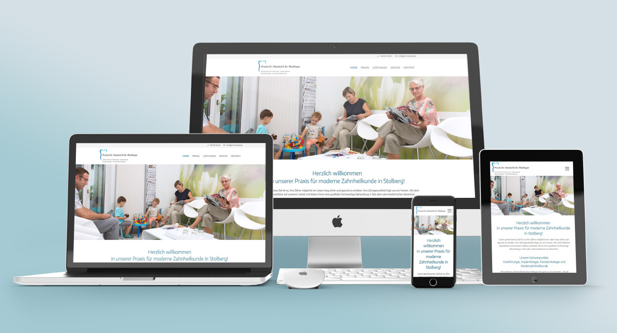 Ansichten auf unterschiedlichen Endgeräten der Website von Dr. Hamied und Dr. Riedinger.
