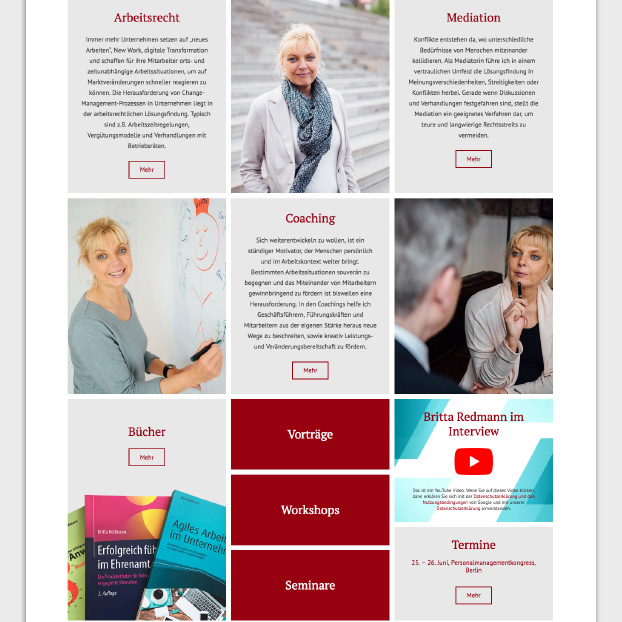 Webdesign Kachelansicht Britta Redmann