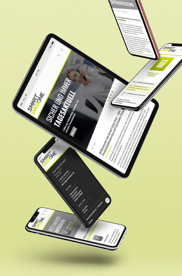 Website von SmartDataOne auf verschiedenen Endgeräten.
