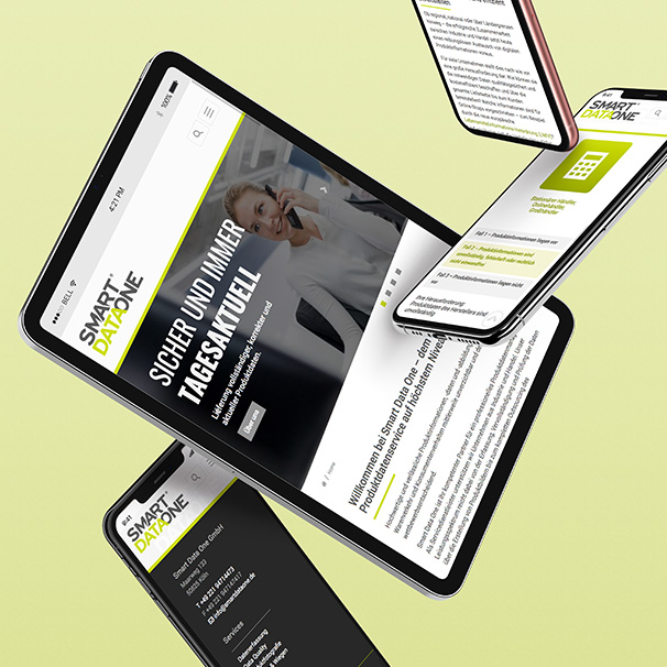 Website von SmartDataOne auf verschiedenen Endgeräten.