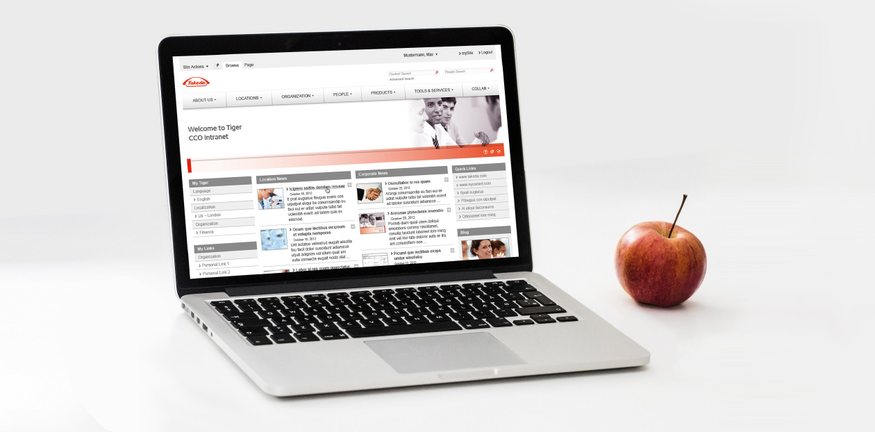 Webdesign Takeda auf einem Laptop.