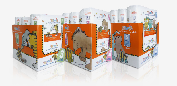 Produktreihe Tiewis Tigerentenwindeln.
